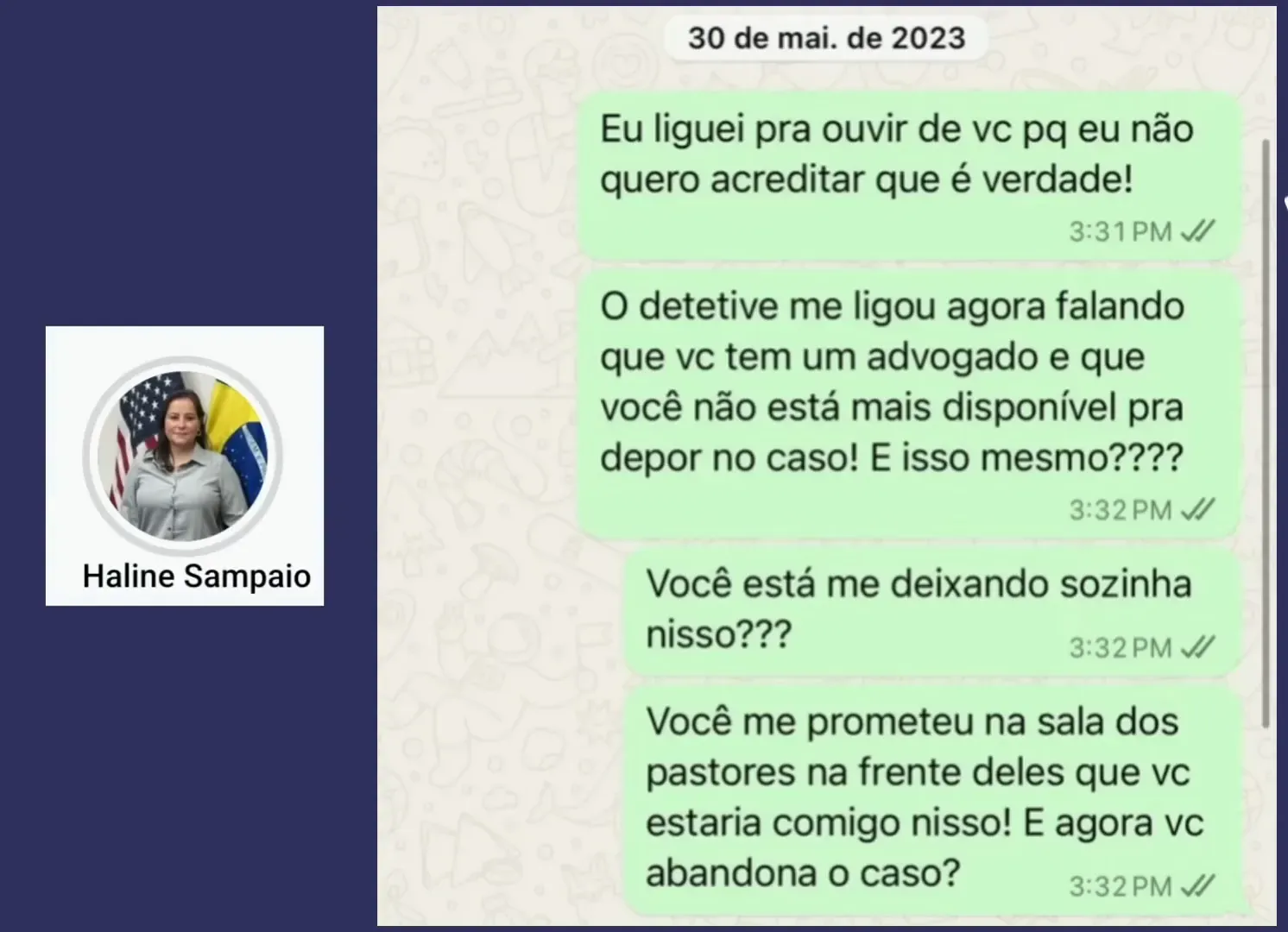 Aline Sampaio expressando sua luta por justiça