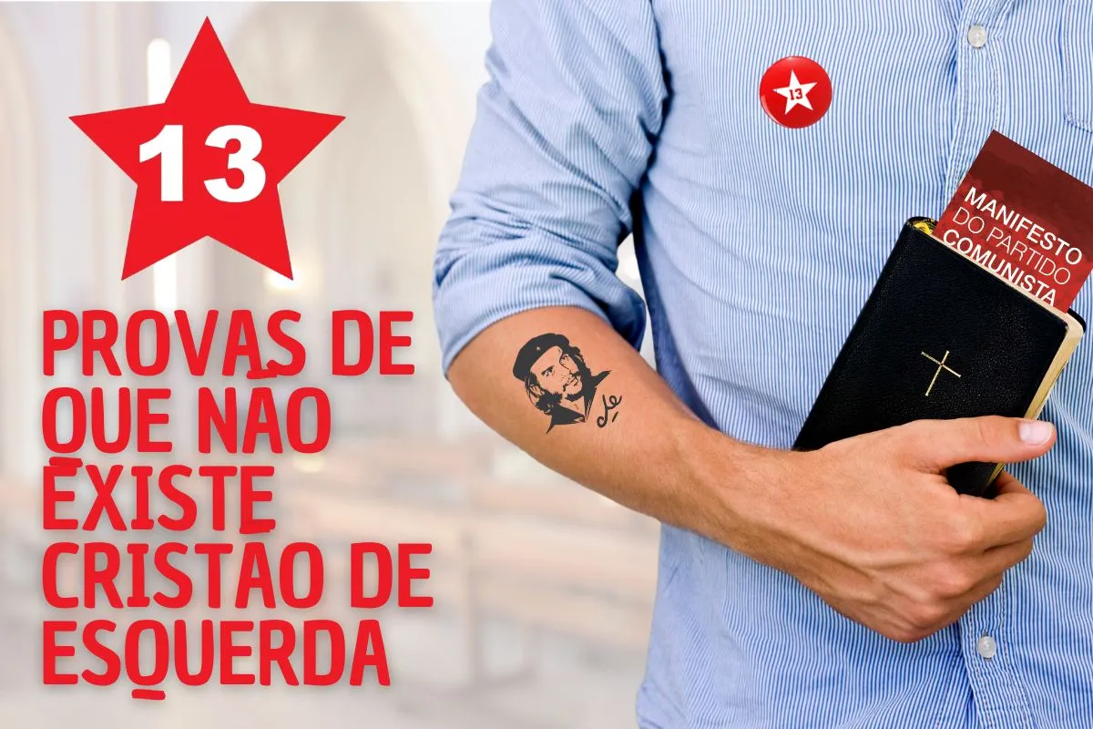 Ilustração representando a incompatibilidade entre a fé cristã e a ideologia de esquerda – 13 provas bíblicas que demonstram essa verdade.