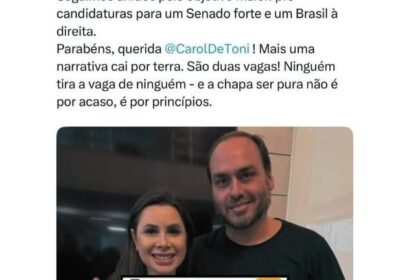 Carlos Bolsonaro festeja pesquisa em que fica atrás de Carol de Toni na corrida ao Senado por SC 16 ocrente 1763064098