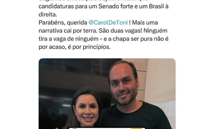 Carlos Bolsonaro festeja pesquisa em que fica atrás de Carol de Toni na corrida ao Senado por SC 2 ocrente 1763064098
