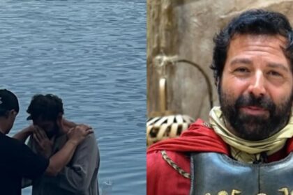 Em set de filmagens, ator que vive espião romano em “The Chosen” é batizado e anuncia conversão 16 ocrente 1764750869