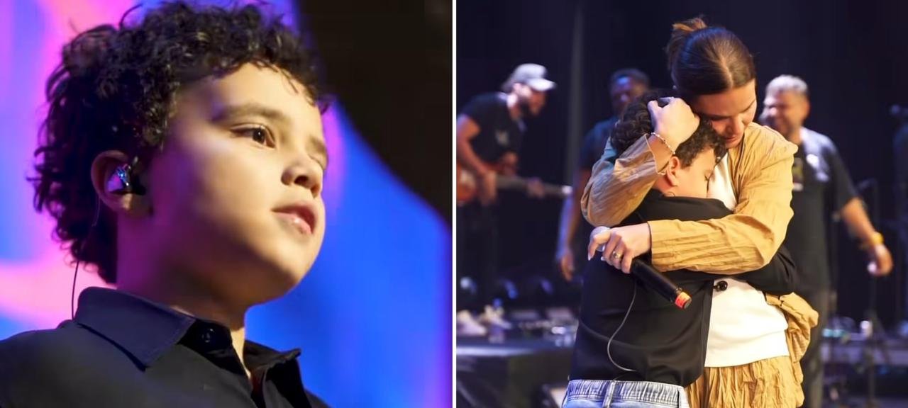 Menino de 10 anos que venceu risco de microcefalia impressiona ao tocar bateria em show de Aline Barros 2 ocrente 1766192670