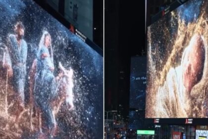 Times Square vira palco de espetáculo luminoso sobre o nascimento de Jesus 6 ocrente 1766456367
