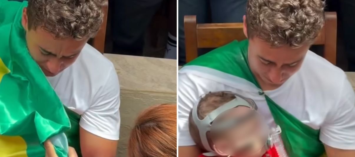 Nikolas Ferreira ora por bebê com atrofia muscular durante marcha rumo a Brasília 2 ocrente 1769086200