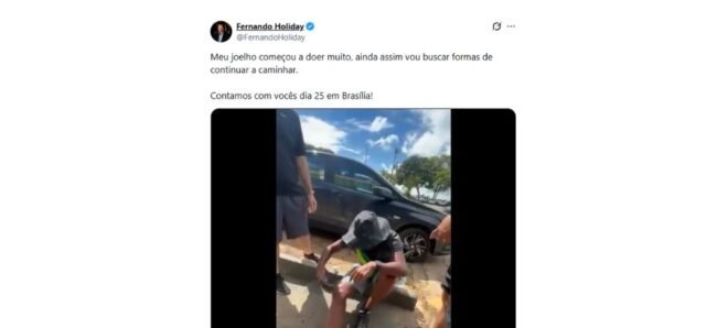 Dores no joelho obrigam Fernando Holiday a interromper caminhada rumo a Brasília 2 ocrente 1769177066