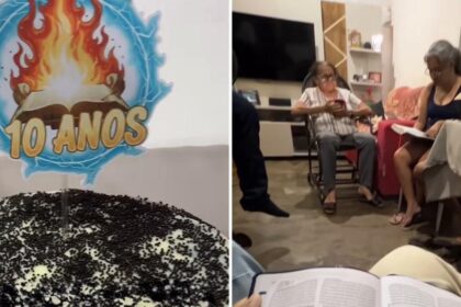 Casal celebra 10 anos de leitura diária da Bíblia com bolo e culto em casa 12 ocrente 1770343488