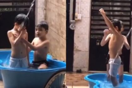 Criança realiza batismo do amigo em piscina e vídeo ultrapassa 1 milhão de visualizações 8 ocrente 1772147065