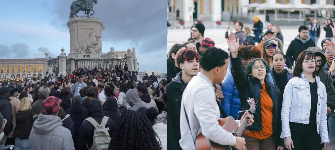 Jovens lotam Praça do Comércio, em Lisboa, para louvor e evangelismo 2 ocrente 1773407086