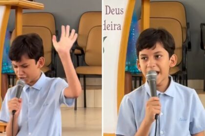Vídeo de menino de 11 anos, antes autista não verbal, cantando em culto emociona redes sociais 8 ocrente 1774558211