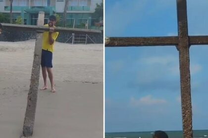 Criança encontra cruz flutuando no litoral do Paraná enquanto entoava louvor de Páscoa 8 ocrente 1775762391