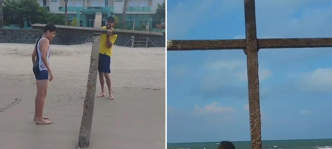 Criança encontra cruz flutuando no litoral do Paraná enquanto entoava louvor de Páscoa 2 ocrente 1775762391