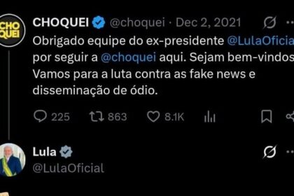 Perfil de Lula no X trocou mensagens com Choquei, cujo proprietário foi preso pela PF 14 ocrente 1776315038