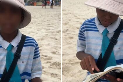Garoto de 10 anos viraliza ao pregar com Bíblia na mão enquanto vende balas em praia do Rio 8 ocrente 1776772163