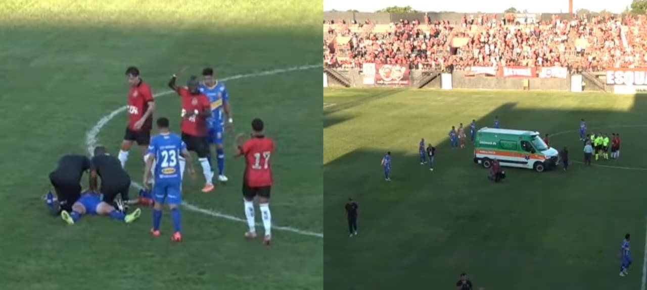 Árbitro se ajoelha e faz oração por jogador com concussão durante jogo da Série D 2 ocrente 1777020593