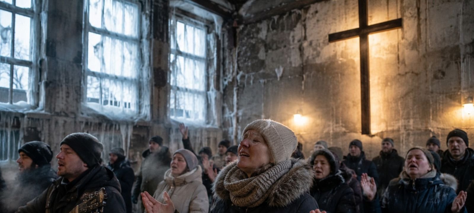 Fiéis desafiam -20 °C e seguem reunidos em igrejas apagadas na Ucrânia 2 ocrente 1779239063