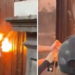 Porta de igreja histórica é incendiada durante marcha do 8M em Querétaro 5 ocrente 1779368688