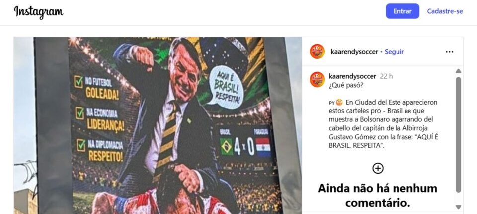 Flávio Bolsonaro condena painel no Paraguai que exibe imagem do pai agredindo jogador 2 ocrente 1780183158
