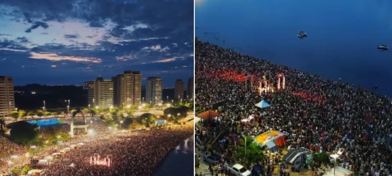 Multidão de 70 mil pessoas participa de culto madrugador na Praia da Ponta Negra, em Manaus 2 ocrente 1780401872