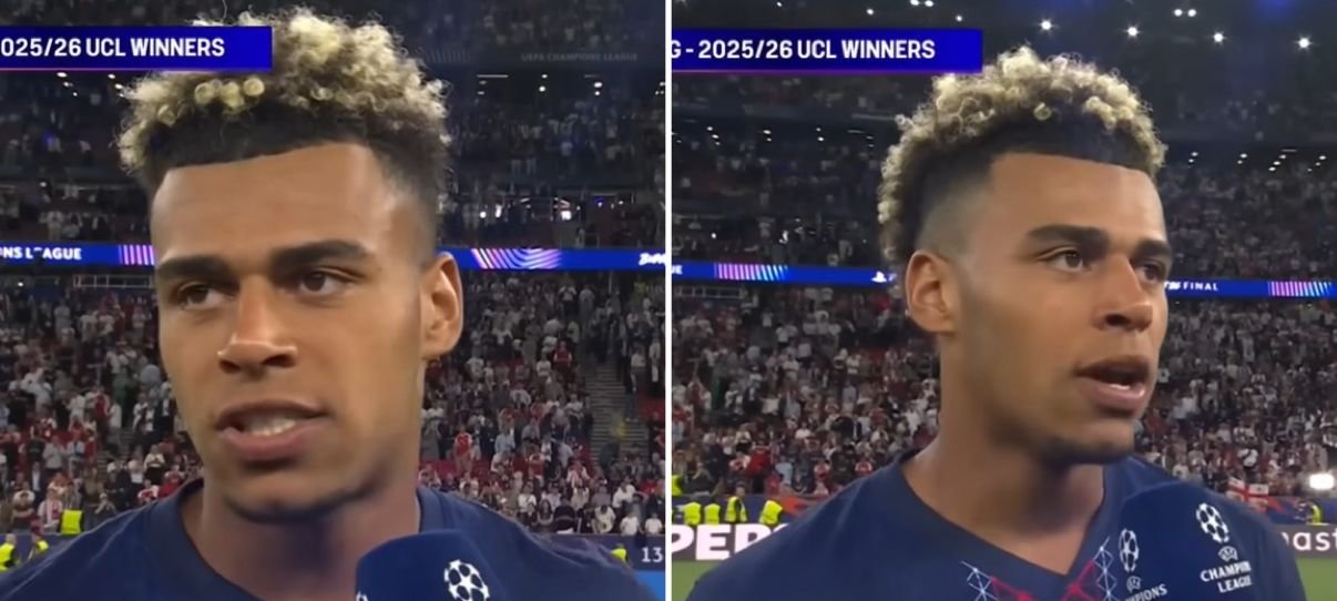 Após bicampeonato do PSG na Champions, Désiré Doué agradece a Jesus diante das câmeras 2 ocrente 1780405481