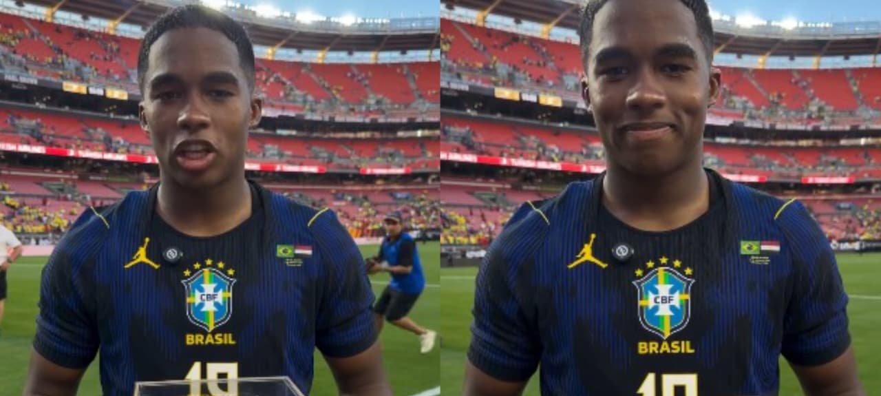 Endrick marca, vence prêmio de melhor em campo e agradece a Deus após amistoso da Seleção 2 ocrente 1780966214