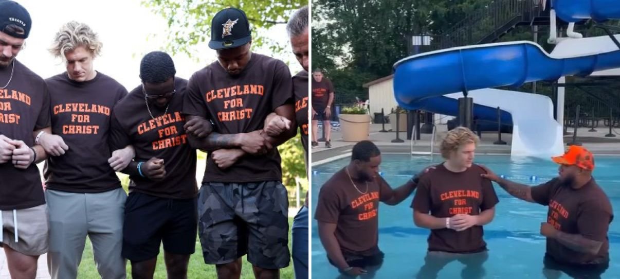 Jogadores do Cleveland Browns são batizados em piscina durante encontro cristão em Cleveland 2 ocrente 1781213668