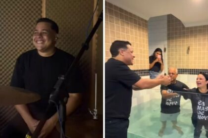 Após sete anos de oração, baterista vê esposa se batizar em igreja de Belo Horizonte 16 ocrente 1782315248