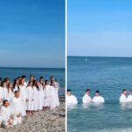 Igreja pentecostal eslava realiza batismo coletivo em praia da Flórida 4 ocrente 1782812057