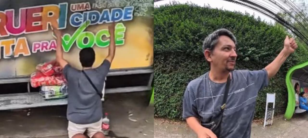 Vendedor ajoelhado em ponto de ônibus ora por empregos e emociona influenciador em Barueri 2 ocrente 1783447454