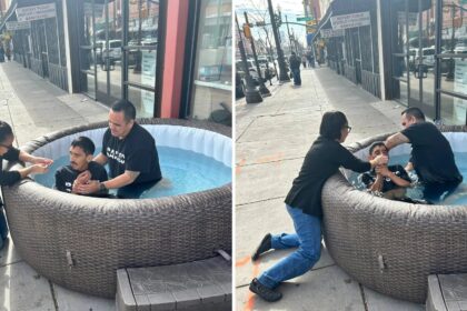 Piscina na calçada chama atenção e leva homem a aceitar Jesus e ser batizado em El Paso 2 ocrente 1783991947