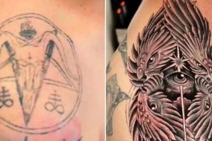 Tatuador cristão cobre símbolo satânico de ex-líder ocultista com imagem de anjo nos EUA 10 ocrente 1784291050