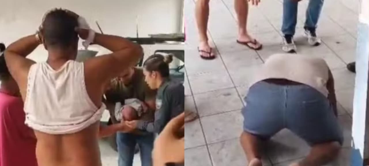 Pai ajoelha e ora enquanto policiais salvam bebê de 47 dias engasgado com leite materno no ES 2 ocrente 1785333248