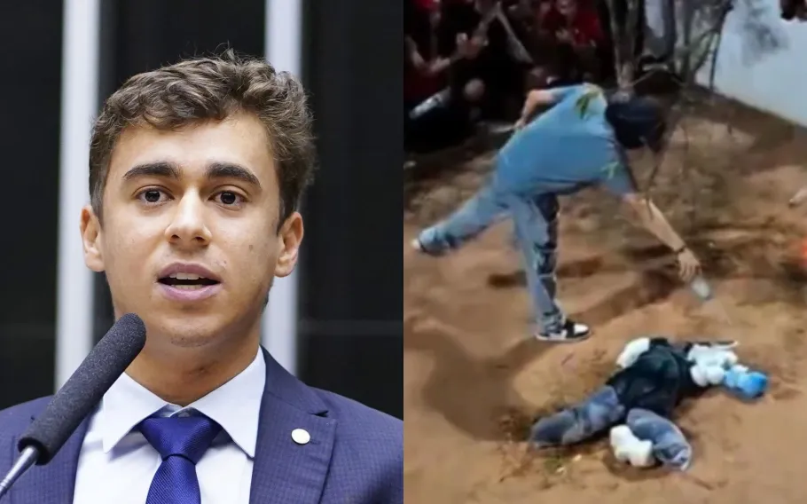 Nikolas Ferreira critica queima de boneco de Flávio Bolsonaro em protesto no Ceará 1 feira livre 89